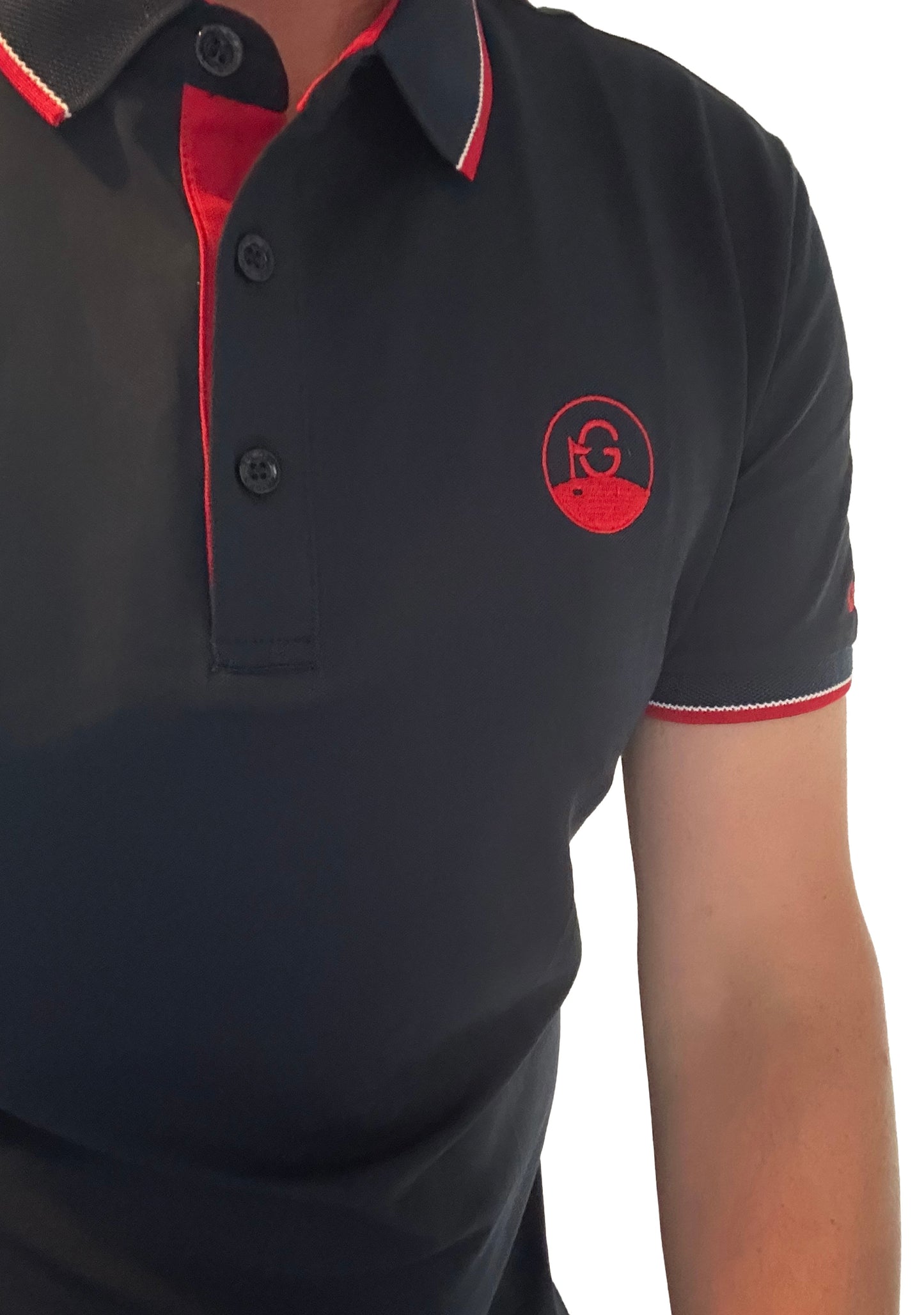 The Founders Polo - Gibson Golf - Navy / Red