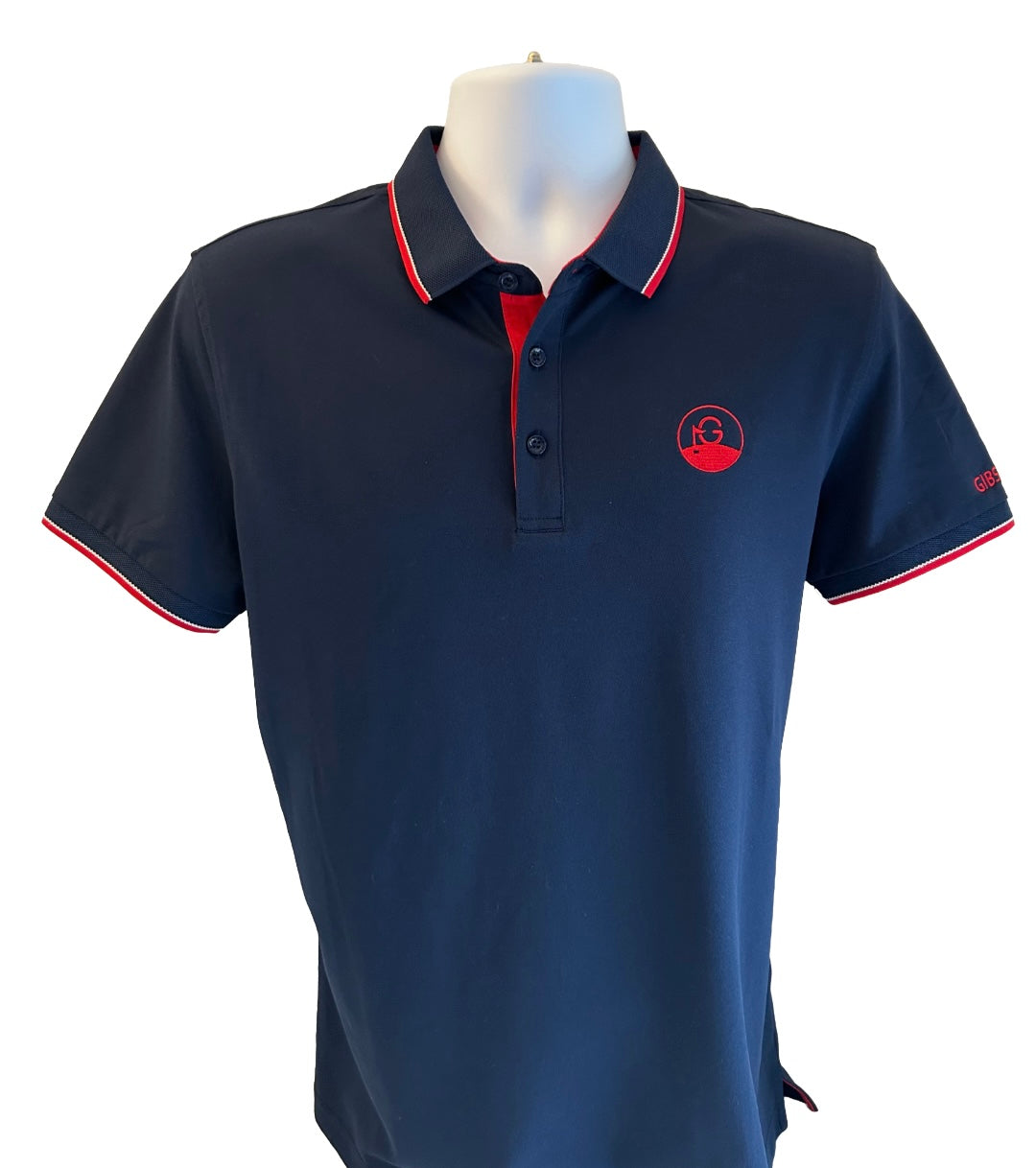 The Founders Polo - Gibson Golf - Navy / Red