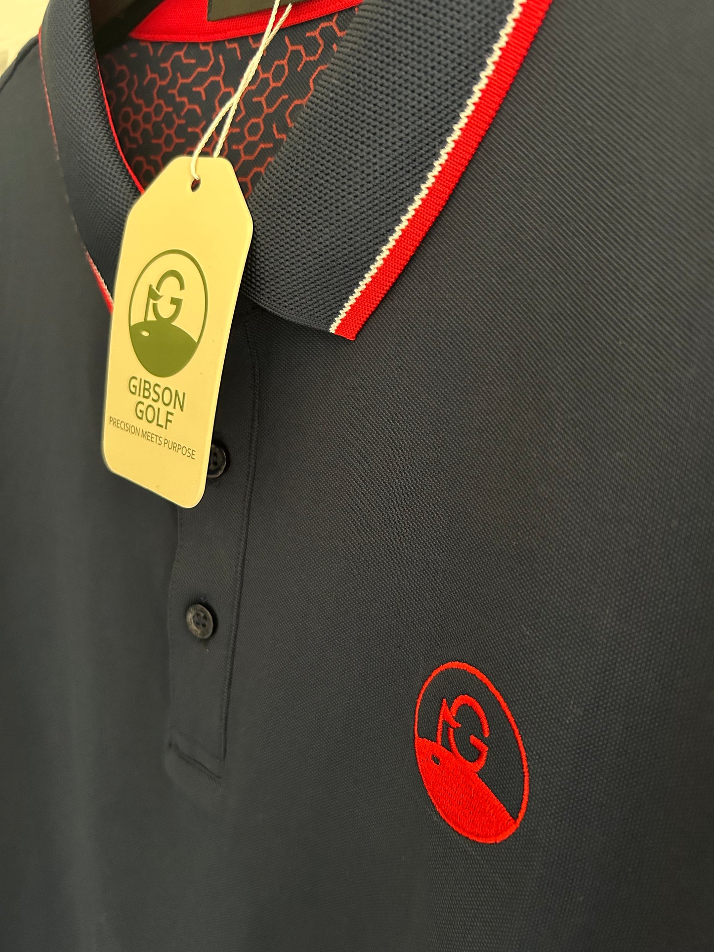 The Founders Polo - Gibson Golf - Navy / Red