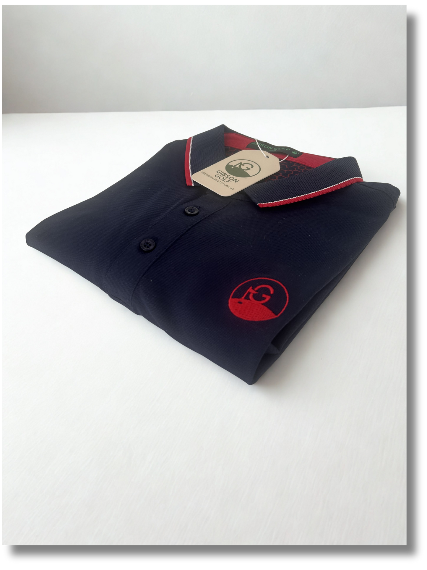Gibson Golf Signature Polo - Navy Blue / Red