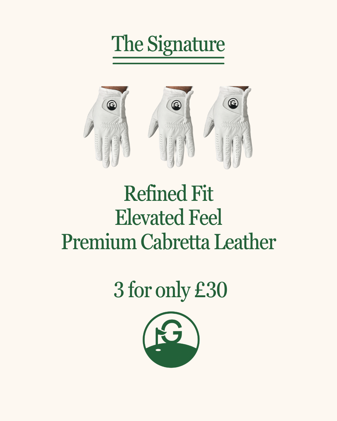 Gibson Golf Signature White Cabretta Golf Glove